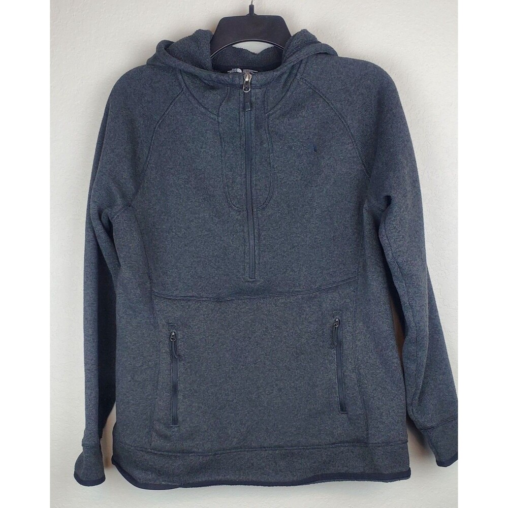 The North Face Women's Large 1/2 Zip Fleece Hooded Jacket Zipper Kangaroo Pocket